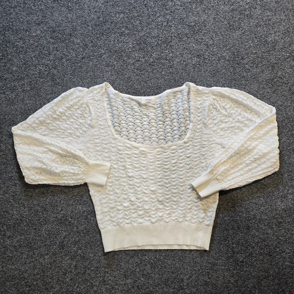Wilfred Free Top Womens Size XS White Lacey Knit Stretchy Long Sleeve Capsule